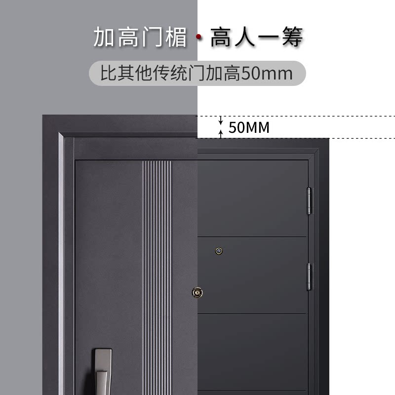 常州甲级极简灰色氟碳漆防盗门家用进户门子母门智能入户门定制_虎窝淘