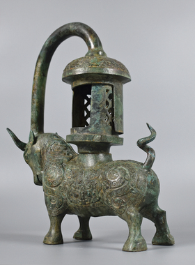 青铜器宫廷牛灯仿古纯铜灯具装饰