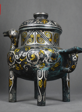 错金银青铜器鸭尊壶古代酒壶