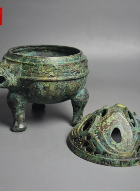 青铜器仿古兽头博山炉瑞兽熏香炉