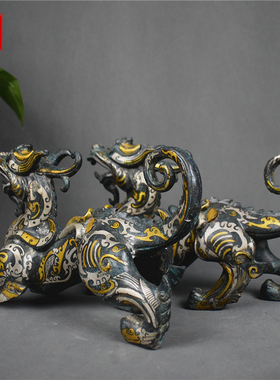 错金银青铜器貔貅摆件复古工艺品