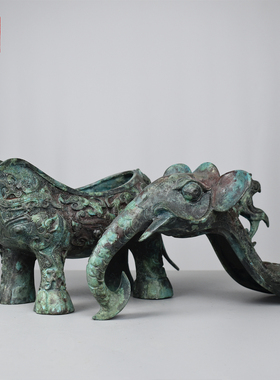 青铜器仿古做旧大象觥象樽摆件