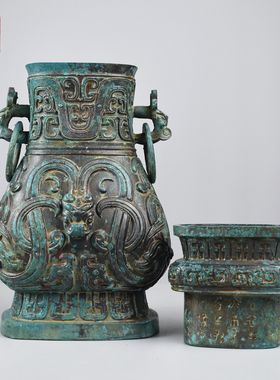 青铜器西周颂壶古代盛酒器摆件
