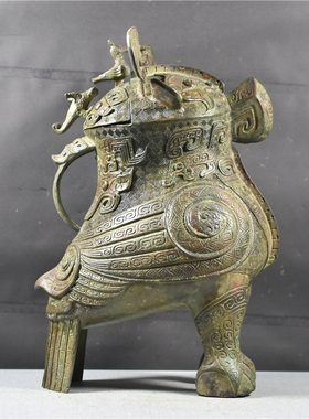 仿古青铜器摆件纯铜妇好鸟尊中式