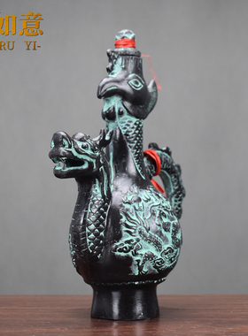 青铜器仿古风汉婚龙凤呈祥摆件