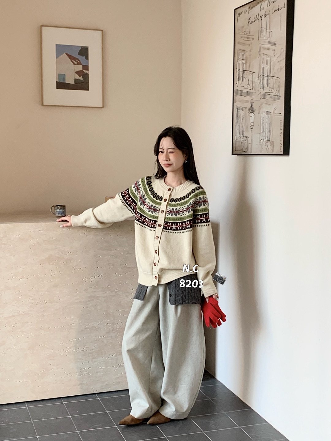 2025复古慵懒风费尔岛圣诞红色毛衣女秋冬减龄休闲针织衫毛衣上衣,淘宝优惠券,粉丝福利购,淘宝优惠卷