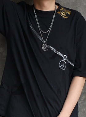 美式女男士项链个性钢吊坠嘻哈