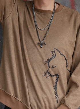 新款美式邪恶山羊男士项链暗黑风个性钛钢吊坠挂链潮人高街做旧款