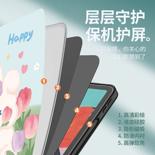 奶茶熊熊适用苹果ipad保护套平板可爱ipadpro2021保护壳2020休眠10.2第八代Air5/4/3带笔槽11/12.9英寸mini6 - 图1