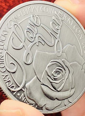 爱情心形镀镍古银四叶草硬币