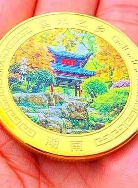旅游镀金风景岳麓山硬币金币币