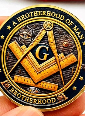 共济会镀金彩印纪念章金币硬币