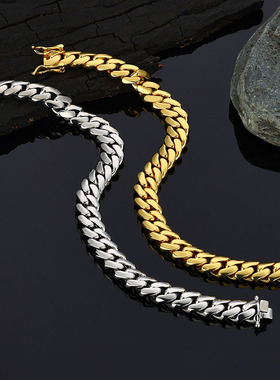 欧美跨境嘻哈18k金光面古巴链高