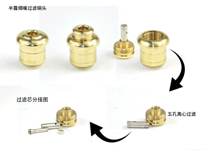 黄铜烟斗DIY两用烟斗头烟嘴烟具烟斗锅烟斗过滤器两用烟斗配件-图3