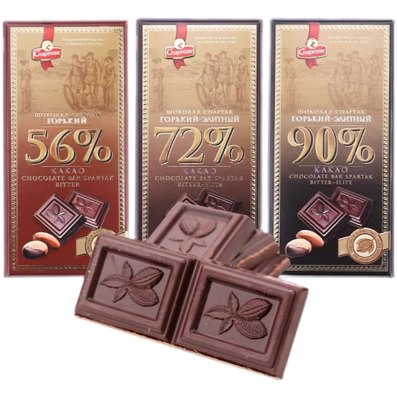 俄罗斯进口食品纯黑巧克力制品斯巴达醇香苦味天然可可烘焙健身餐 - 图2