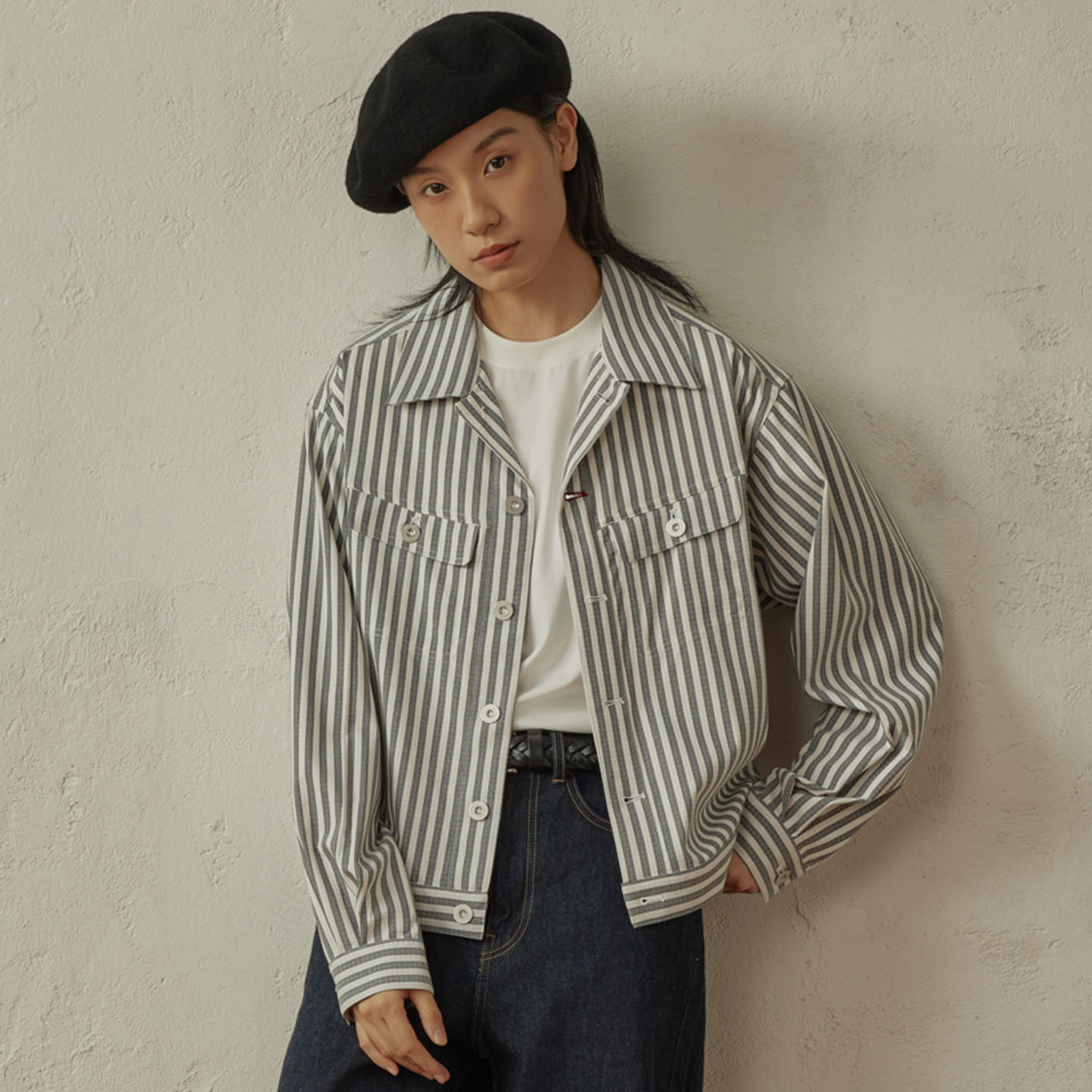 SUPERTOFU 竖条纹 衬衫 工装口袋细节 衬衫外套 AW25 - 图2