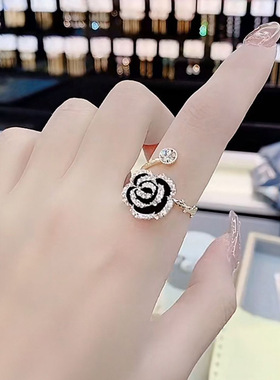 咖啡时光-合金合成立方氧化锆 女士耳饰玫瑰花戒指294