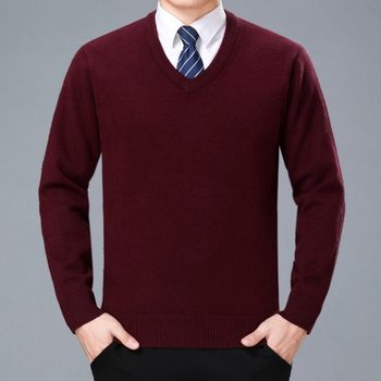 Ordos City 100% Cashmere Sweater Men's Spring and Autumn Black Bottoming Knitted Half-High Round Neck Thin Wool Sweater