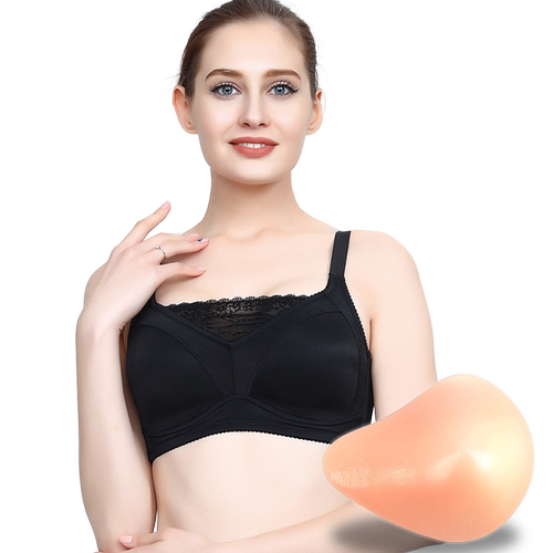 无钢圈义乳文胸二合一套装假胸假乳房义乳硅胶内衣切除左右 - 图1