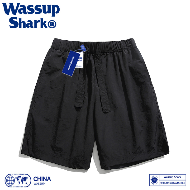 Wassup Shark潮牌冰感速干休闲短裤男夏季宽松百搭沙滩运动五分裤 - 图0