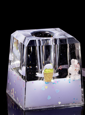 亚克力方形入油油滴笔筒漂浮卡通