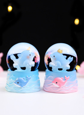 迷你小号蓝色海豚之音水晶球