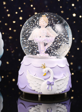 梦幻音乐盒水晶球旋转跳舞芭蕾女孩生日礼物八音盒小孩子女童夜灯