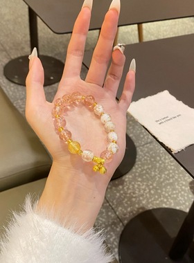 夜光琉璃手串双拼多色圈黄粉紫黑蓝水晶手链情侣款希洛