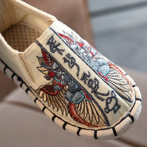 Слипоны для мальчиков, тканевая этническая обувь, детские туфли, ханьфу, китайский стиль, детская одежда