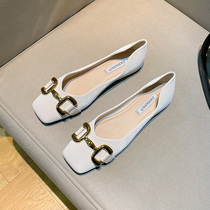 Outlets pick up leaks and withdraw cabinet clearance square head antique single shoes women metal shallow mouth versatile pregnant woman flat beanie shoes