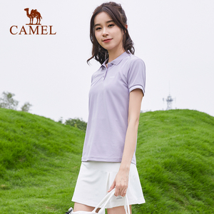 骆驼女运动Polo衫透气速干短袖上衣