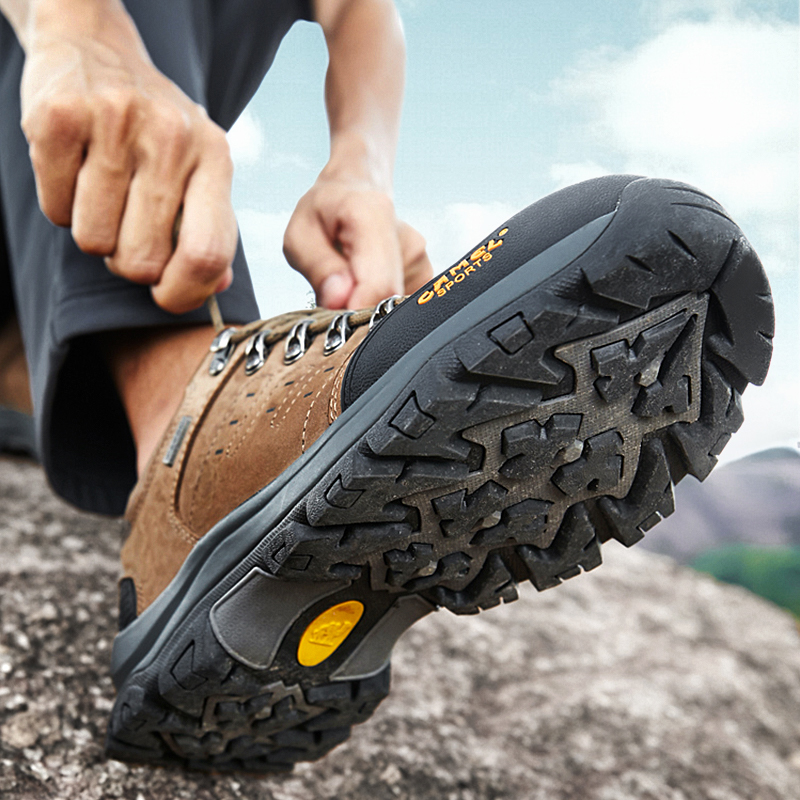 骆驼户外登山鞋男士冬季徒步鞋防滑牛皮耐磨缓震爬山休闲运动鞋子 - 图1