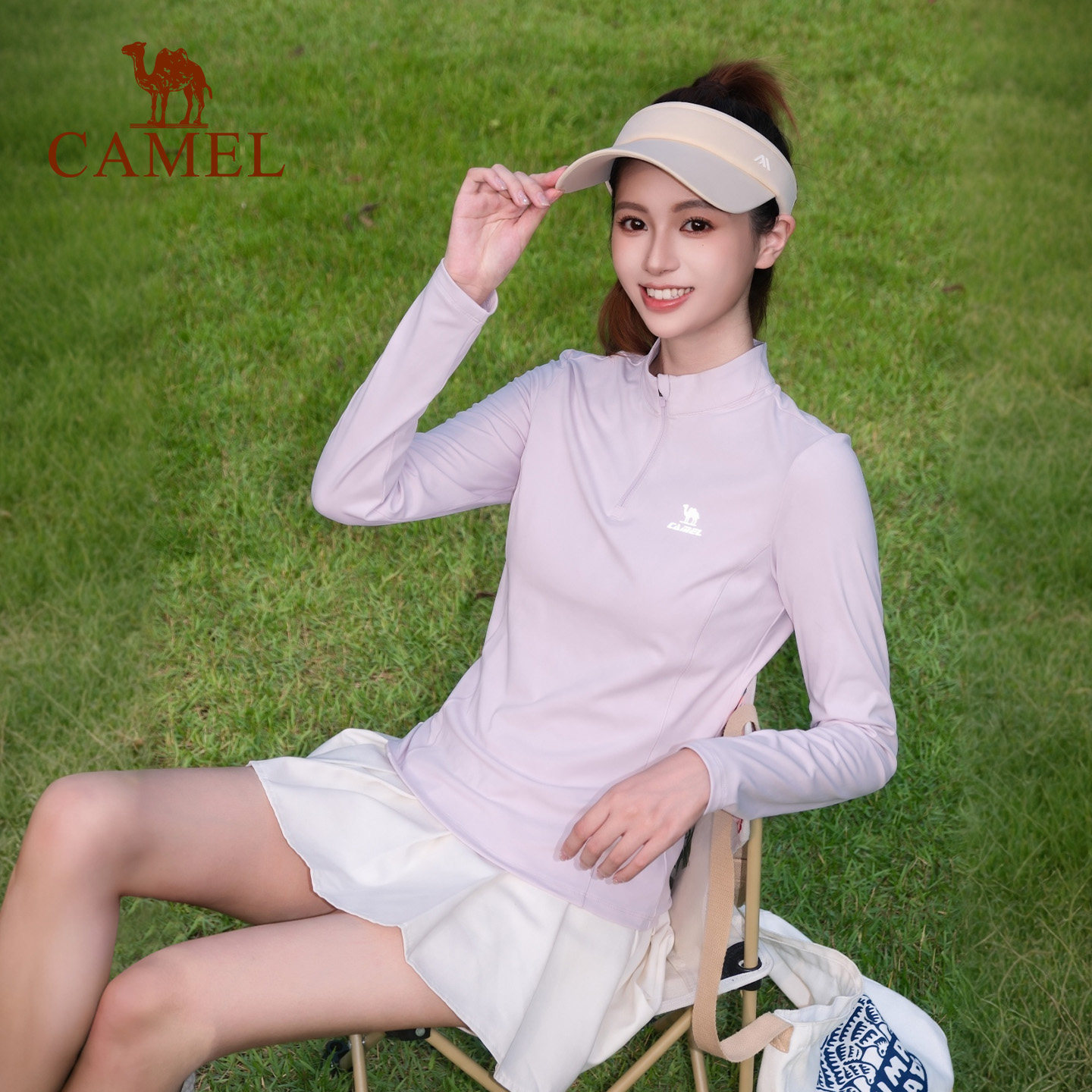骆驼运动上衣女长袖速干 立领健身专业晨跑瑜伽服显瘦加绒保暖T恤