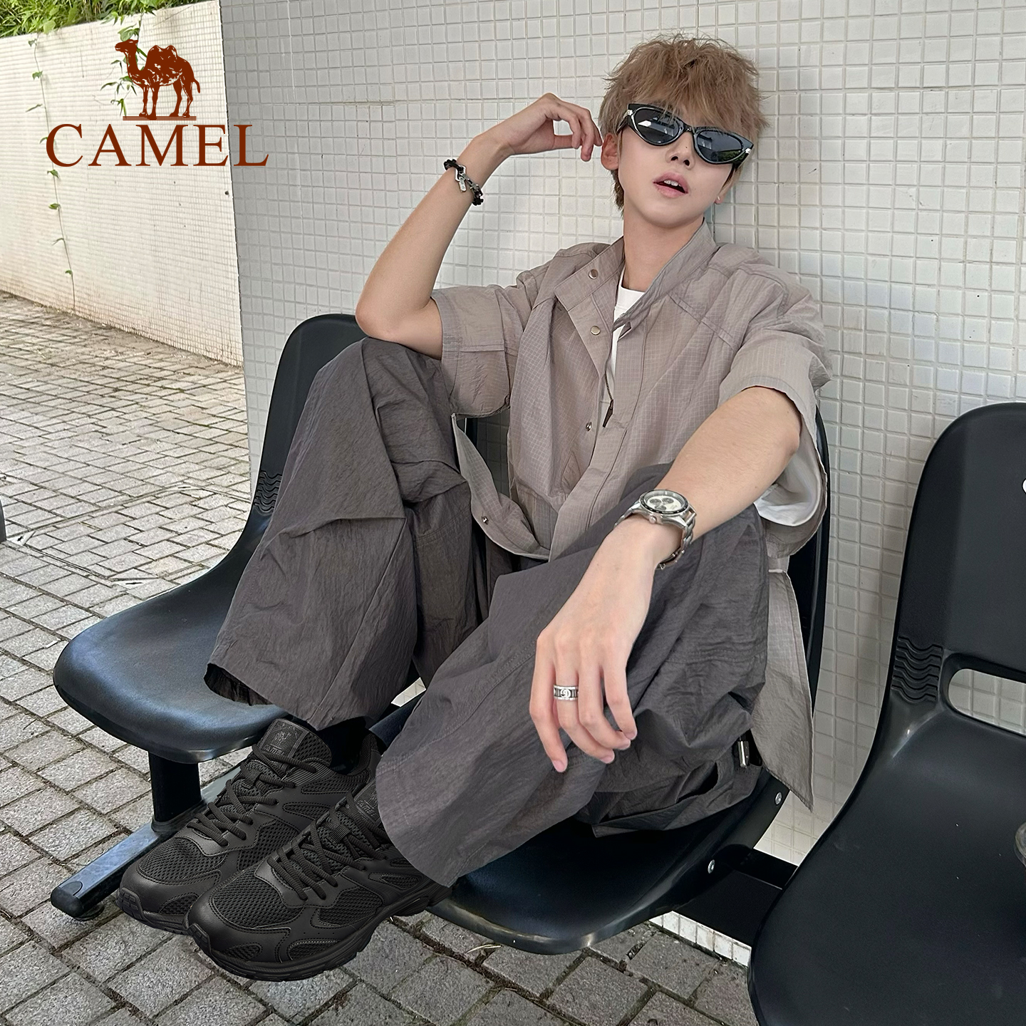 骆驼慢跑鞋男2026春季新款追光2.0网面透气防滑复古休闲运动鞋男 - 图2