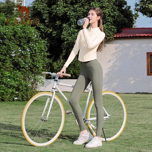 骆驼瑜伽裤女外穿秋防晒裤速干透气长裤紧身收腹提臀高腰运动裤 - 图0