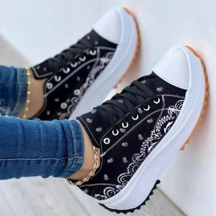 厚底帆布松糕底大码43女单鞋 women platform shoes Canvas shoes-图3