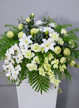 演讲台仿真花束玫瑰百合兰花挂花
