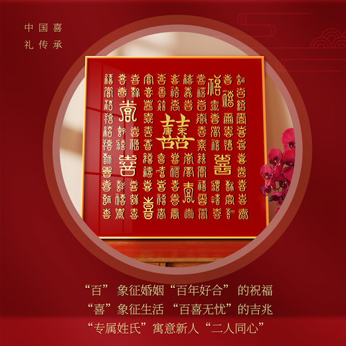 百喜图结婚礼物送新娘手工diy新婚喜字临摹新人百囍立体自制成品 - 图0