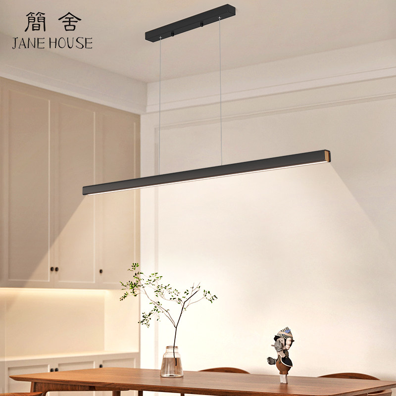 现代简约餐厅吊灯极简餐桌吧台办公室北欧设计师一字led长条灯具_虎窝淘
