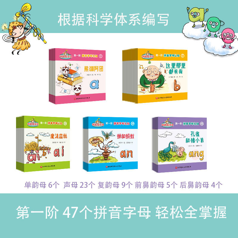 拼音魔法课4-6岁幼小衔接入学准备幼儿园一年级汉语拼音专项训练学拼音识汉字背古诗生字寒暑假作业学前练习一年级拼音拼读训练