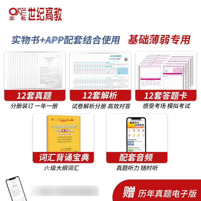 备考2023年12月】张剑黄皮书英语六级真题试卷12套超详解英语六级考试真题试卷英语六级单词听力词汇阅读理解cet6含21年12月真题-图0