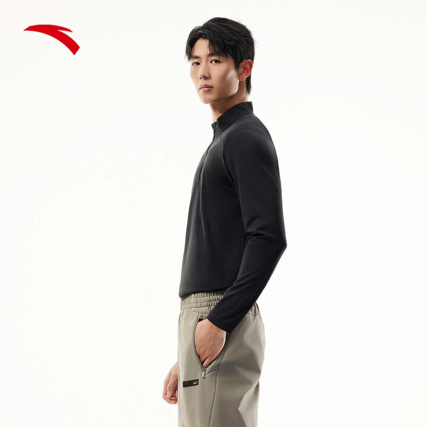 安踏半拉链防晒长袖t恤男士2026秋季新款商务通勤针织衫休闲上衣,淘宝优惠券,粉丝福利购,淘宝优惠卷