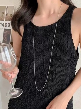 925纯银蛇骨链长款项链女毛衣链