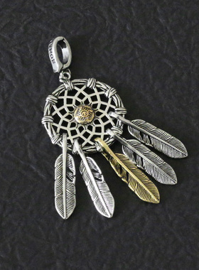 捕梦网吊坠唐草纹圆形蛇骨项链女