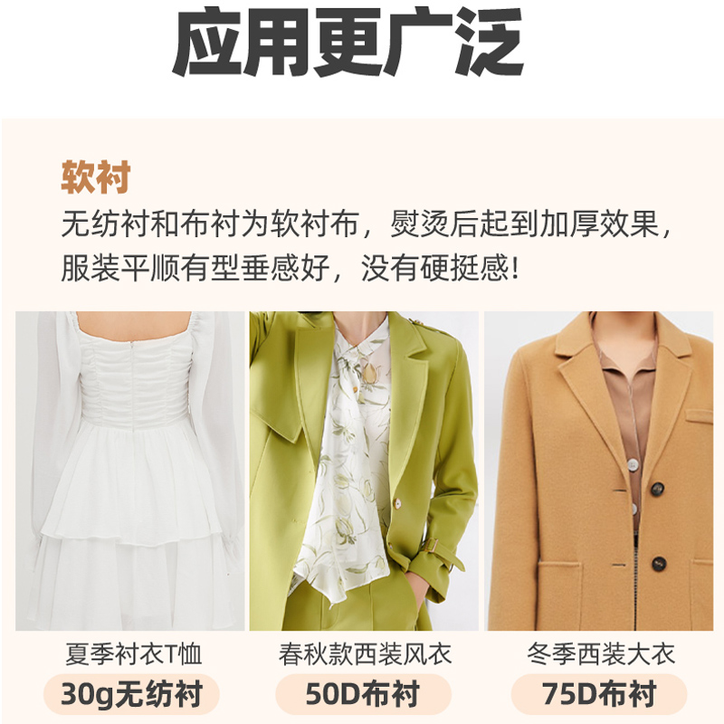 粘合衬服装辅料有纺衬单面硬衬双面胶无纺衬布料热熔布衬粘衬定型_虎窝淘