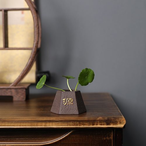 百财指尖葫芦茶宠紫砂紫创意泥彩绘花瓶禅意茶玩茶具五福陶瓷摆件 - 图2