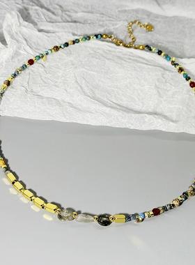 现在要出发2金晨同款彩色多巴胺串珠项链女锁骨链毛衣链小众高级