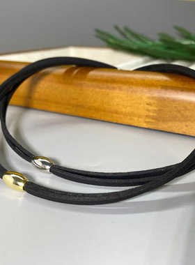 古力娜扎同款黑色小众皮绳项圈