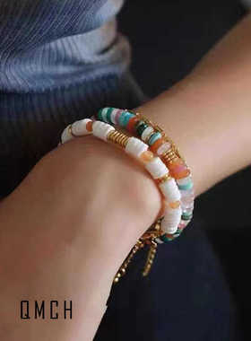 夏季彩色串珠多巴胺手链小众设计