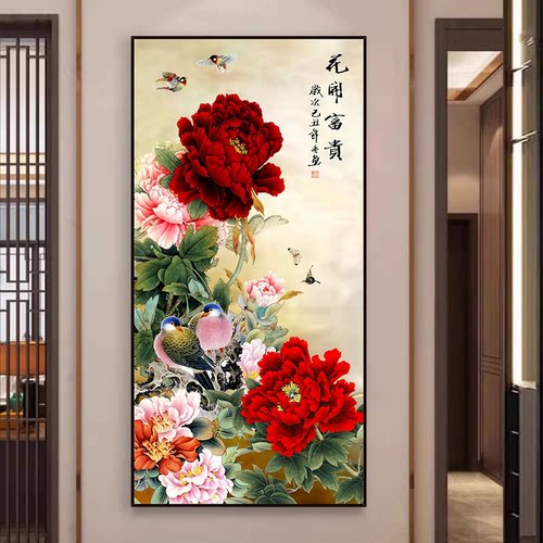 玄关3d立体墙贴画自粘装饰画客厅入户走廊过道背景墙挂画壁纸门贴 - 图3